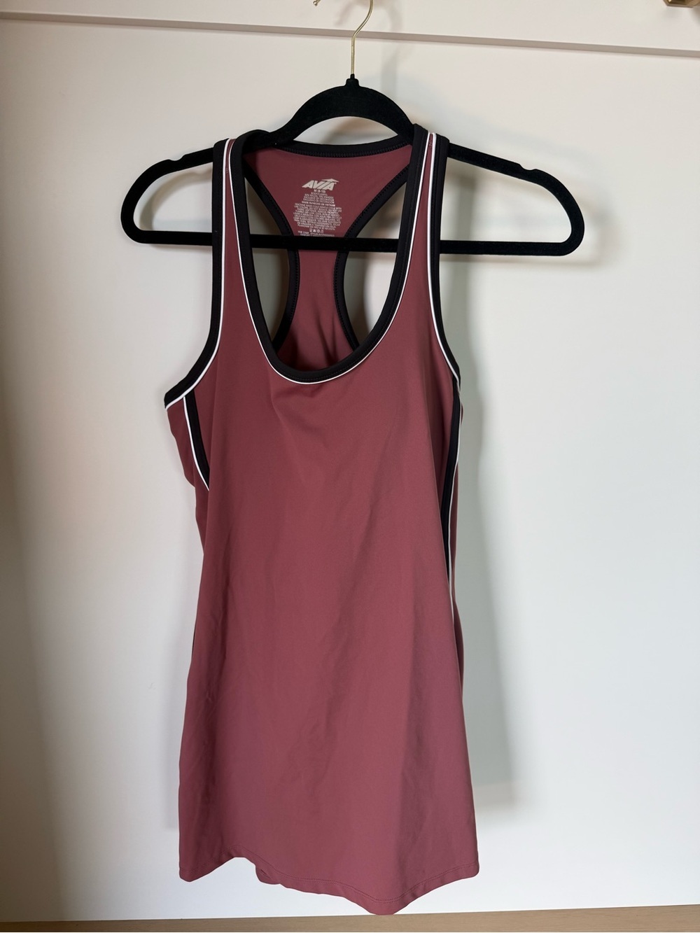 Avia Mauve Racerback Tank Dress Black & White Trim